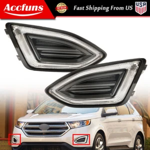 Front Fog Lights Assembly LED Lamps Black Right&Left Fit For 2015-2018 Ford Edge - Picture 1 of 12