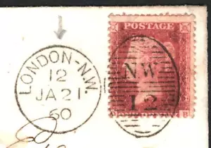 GB Cover 1860 *Posted 11.50am* HAND DRAWN CLOCK London Penny Red Leicester L106 - Picture 1 of 9