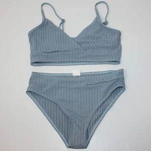 Shein Girl's Blue Surplice Neck Bikini Swimsuit size 150 (11-12) New in Package - Picture 1 of 3