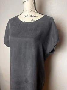 Kurzes Damen-Etuikleid marine Lagenlook dunkelgrau Seide Größe Small - Bild 1 von 12