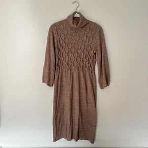 ALYX Women's medium brown sweater dress bell sleeve draped collar pleated waist - Picture 1 of 6
