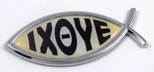 IXOYE Jesus Fish Ichthus Pisces Car bike Chrome Emblem Decal Sticker Christian - Imagen 1 de 2