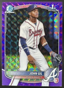2025 Bowman Chrome John Gil 1st Purple Geometric Refractor /250 Prospect Braves - Picture 1 of 2