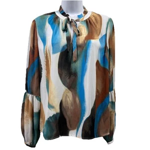 New Worthington Blouse Women's Small Long Sleeve Lightweight Chiffon Tunic NWT - Picture 1 of 13