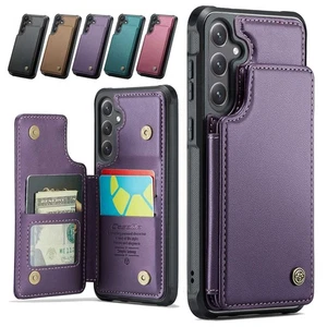 Für Samsung S25 FE/Edge/Ultra S24 S23 A17 A56 Kartenfach Leder Handy Schutzhülle - Picture 1 of 19