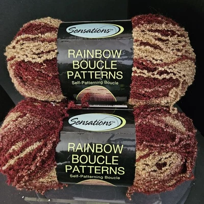 Sensations Red/Camel Rainbow Boucle 11 oz Skeins Lot Of 2 - Image 1 of 4