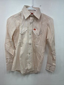 New Boys ELY Plains Tan Stripe Long Sleeve Pearl Snap Size 14 DD-108 - Picture 1 of 12