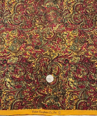 Vintage Robert Kaufman Metallic Floral Paisley Cotton Fabric 64" x 44" -  1.75yd - Image 1 of 2
