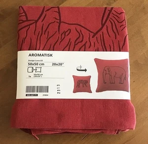 IKEA ~ AROMATISK Pillow Cover Animal Elephant & Tiger Red 20" x 20" Cotton New! - Picture 1 of 6