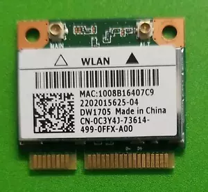 Dell Wireless DW1705 WLAN WiFi 802.11 b/g/n + Bluetooth 4.0 mPCI - C3Y4J - Picture 1 of 2
