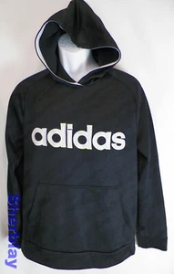 ADIDAS Black Hoodie Sweatshirt White Spellout Logo Youth Teen Sz XL 18 / 20 - Picture 1 of 4