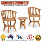 3 Piece Garden Bistro Set Table Chairs Outdoor Furniture Setting Solid Teak Wood