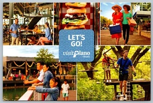 Lets Go Visit Plano Texas TX Souvenir Multiview Blue Center 4X6 Postcard L3 - Picture 1 of 2