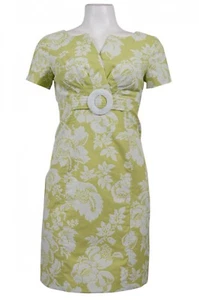 Jessica Howard Lime Floral Jacquard Vintage Style Dress - Picture 1 of 2