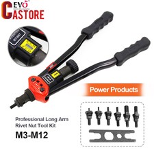 Professional Long Arm Threaded Nut Rivnut Insert Tool Kit M3-M12 Rivet Repair