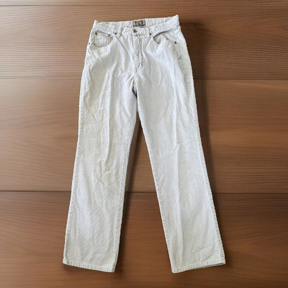 EXP Jeans By Express Vintage White Corduroy Pants Sz 7/8 Straight Leg High Rise - Image 1 of 4