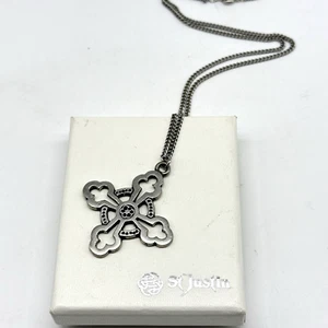 Vintage Celtic Cross Pendant Necklace by St Justin of Cornwall - Pewter - Pagan - Picture 1 of 4