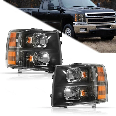 1 par de faros lentes transparentes diestros+derechos para 07-13 Chevy Silverado 1500 2500HD 3500HD Foto 1 de 4