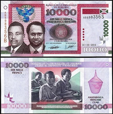 Burundi 10000 Francs 31-10- 2013, UNC, P-49b - Image 1 of 3