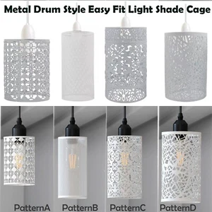 Jaula de tambor de metal blanco estilo pantalla de fácil ajuste colgante jaula de barril cortinas de luz - Imagen 1 de 40