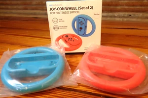 MAXBOOST Joy-Con Wheel Set Of TWO 2 Blue & Red For Nintendo Switch NEW - Picture 1 of 8