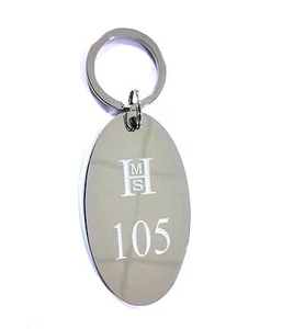 PORTACHIAVE in acciaio per Camere HOTEL con INCISIONE Numero e Logo - Foto 1 di 1