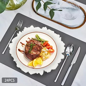 24-Piece Set Plastic Plates Texture Tableware Decoration For Wedding Party - Picture 1 of 24