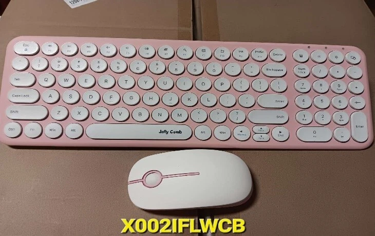 Wireless USB Keyboard with Mouse Combo Mice Set - Pink+White - Image 1 of 1