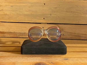 80s Vintage Ladies Big Oversize Amber Frame Mod Sunglasses - Picture 1 of 2