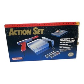 Nintendo NES Action Set Box Controller Gun Duck Hunt/Super Mario Bro Gioco Vintage