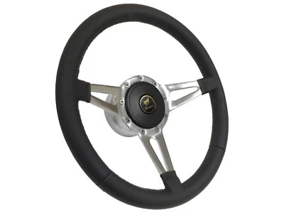 1966-72 Ford Bronco 9-Bolt 14" Leather Steering Wheel Kit, Slotted 3-Spoke - Image 1 of 4