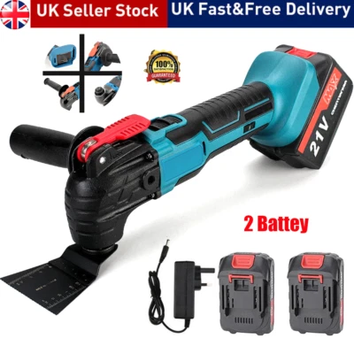 Cordless Electric Oscillating Multi Saw Tool 6 SPEED With 2 Battery 21V UK - Image 1 of 4