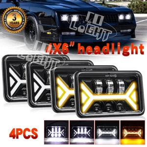 For Chevrolet Monte Carlo SS 1980-1988 4PCS Black 4x6" LED Headlights Hi/Lo DRL - Picture 1 of 9