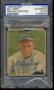1933 Goudey Set-Break #125 Bill Terry Auto PSA AUTHENTIC AUTO Signed