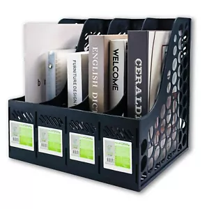 Desktop Magazine Holder Desk File Organizer 4 Compartments Vertical File Divider - Picture 1 of 8