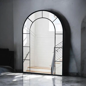 Framed Arched Mirror Wall Mounted Cast Iron Large Mirror Indoor Outdoor Garden - Picture 1 of 6