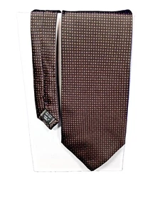Roberto Villini Collezione Silk Dark Blue Gold Squares Neck Tie Necktie - Picture 1 of 6