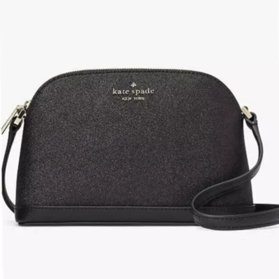 NWT KATE SPADE NEW YORK TINSEL SMALL DOME BLACK GLITTER PURSE CROSSBODY BAG - Image 1 of 4