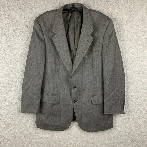 Giacca Vintage Burberry Blazer Uomo 44 R 100% Lana Spina di Aringa Grigia USA Cappotto Sportivo