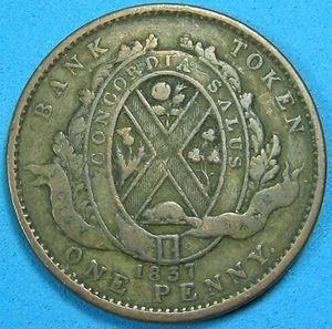 1837 Lower Canada Lot of 2 Tokens City Bank Penny & 1/2 Penny, Combined S/H - Picture 1 of 4