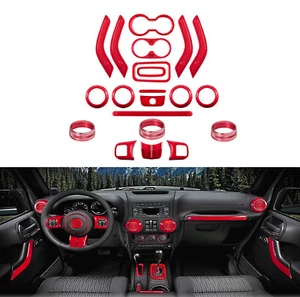 21X Rot Innen Dekoration Trim Kit für Jeep Wrangler JK JKU 11-17 Zubehör - Picture 1 of 10