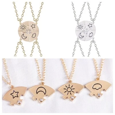 4 Pezzi Rotto Cuore Best Friend Luna Stella Nube Forever Amicizia Collana Regalo - Immagine 1 di 4