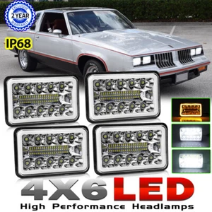 4pcs 4x6" Led Headlights Hi/Lo beam A/W DRL Projector for Oldsmobile Cutlass Car - Foto 1 di 11