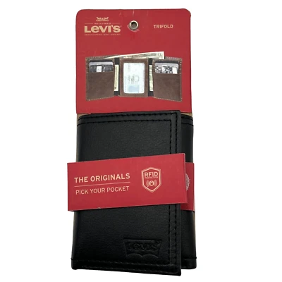 Cartera triple para hombre Levi's bloqueo RFID máxima capacidad negra regalo en caja Foto 1 de 4