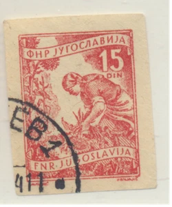 Briefmarke Jugoslawien, quadratisch geschnitten, wie Scott #347, gebraucht - Bild 1 von 1