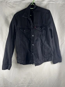 Levi’s Denim Trucker Jean Jacket Mens Size S Small Washed Black Button Up - Picture 1 of 15