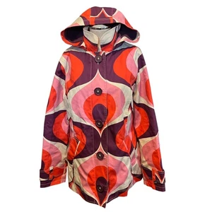 Abrigo Boden 10 Psicodélico Retro Impermeable Sudadera con Capucha Forrado de Vellón Colorido Nuevo sin Etiquetas - Imagen 1 de 8