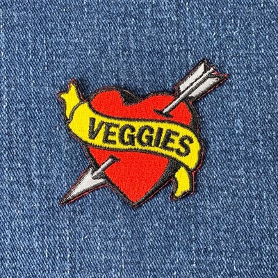 Veggies Patch - Embroidered Heart & Vegetables Badge 2.25" (Iron On) - Image 1 of 2