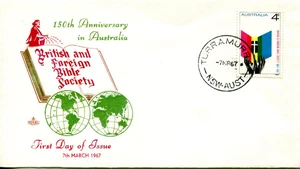 1967 150 Anniversary of British & Foreign Bible Society - Royal FDC Purple/Green - Foto 1 di 2