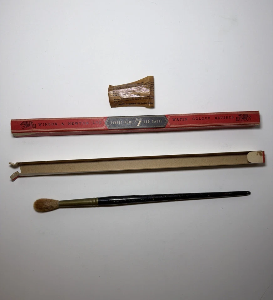 Винтажный Winsor & Newton LTD чисто красный соболь акварель щетка серии 7 размер 12 б/у! - Изображение 1 из 4